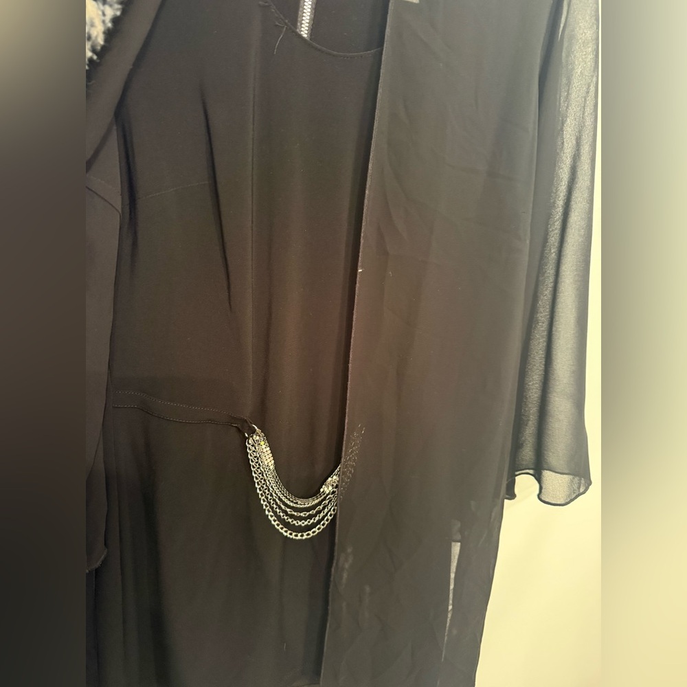 JOSEPH RIBKOFF Collection Black Chiffon Blouse Jewelry Chain US 4 SMALL - Picture 3 of 6